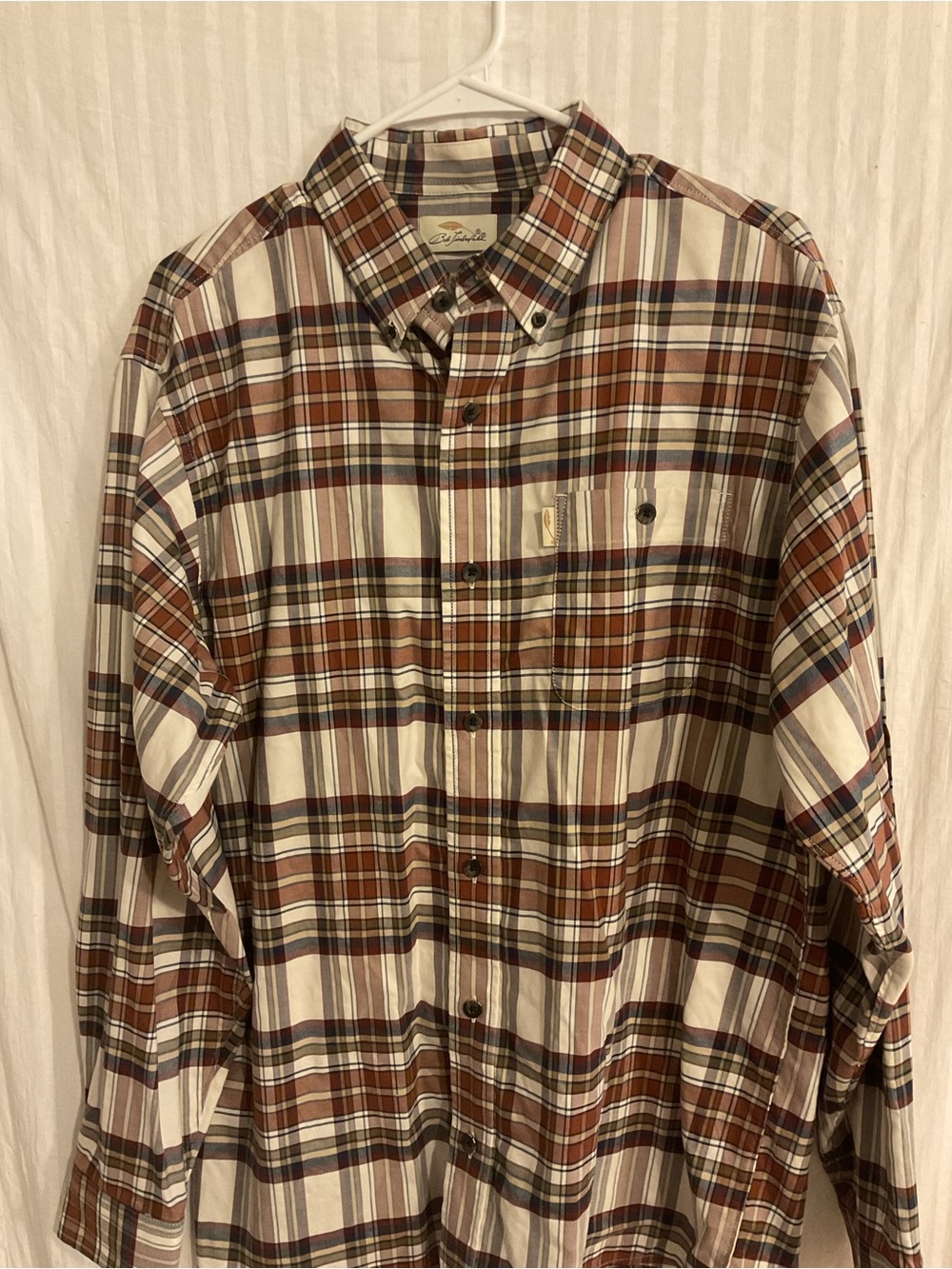 Bob Tinderlake Sz.L. Brown Plaid Button-Down Men's Shirt 46”x32”